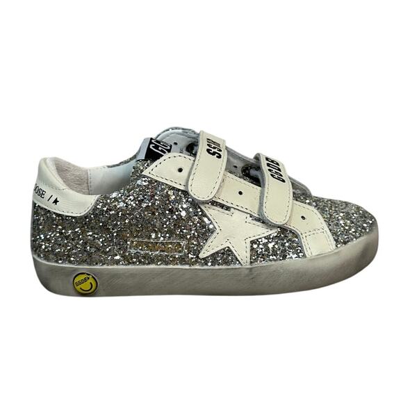 GOLDEN GOOSE Kids' Old School Young Sneakers Size 28/US 11 In Platinum Glitter